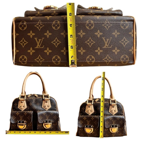 Authentic Louis Vuitton Monogram Leather Manhattan PM Satchel Bag with Dust Bag - Picture 13 of 16